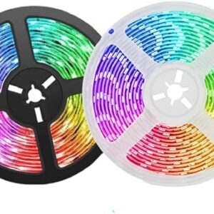 شريط اضاءة مصابيح LED باضاءة RGB مقاوم للماء، مزود بجهاز تحكم عن بعد ومحول للطاقة، متعدد الألوان
