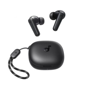 سماعات أذن ساوند كور R50i True اللاسلكية مقاس 10 مم مع صوت جهير كبير، وبلوتوث 5.3، ووقت تشغيل 30 ساعة، ومقاومة للماء IPX5، ومكالمات واضحة بتقنية الذكاء الاصطناعي مع 2 ميكروفون، و22 مُعادل صوت مُسبق عبر التطبيق أسود