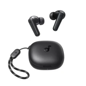 سماعات أذن ساوند كور R50i True اللاسلكية مقاس 10 مم مع صوت جهير كبير، وبلوتوث 5.3، ووقت تشغيل 30 ساعة، ومقاومة للماء IPX5، ومكالمات واضحة بتقنية الذكاء الاصطناعي مع 2 ميكروفون، و22 مُعادل صوت مُسبق عبر التطبيق أسود