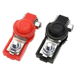 2 قشاط أقطاب بطارية موجب و سالب للسيارة بالغطاء كاوتش