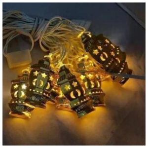 زينة رمضان – فرع حبل نور ليد فوانيس نحاسية 3 متر إضاءة – ذهبي ورم اصفر
