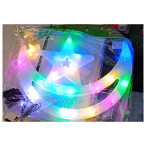 زينة رمضان – هلال بنجمة ليد اوبال 30 سم كوكتيل الوان متعددة