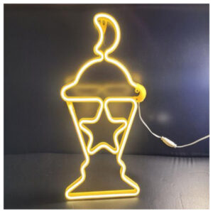 زينة رمضان – فانوس هلال بـ نجمة نيون ورم اصفر زينة رمضان 70 سم