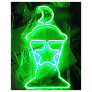 زينة رمضان – فانوس هلال بـ نجمة نيون اخضر 48 سم