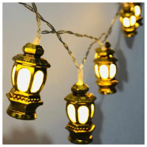 زينة رمضان – حبل فرع سريا فانوس فضي و دهبي 3.50 متر ورم اصفر