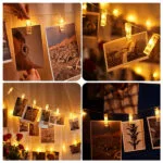 زينة رمضان – فرع حبل نور مشابك كريستال 16 قطع اضاءه ليد صفراء لون شفاف ديكور للمنزل والغرف 3.5 متر