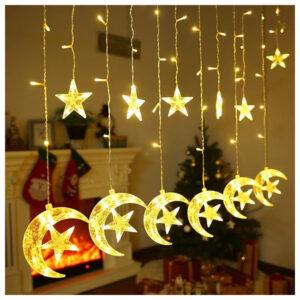 زينة رمضان – ستاره هلال ونجمه 3 متر عرض بالريموت اصفر ورم 8 اوضاع اضاءة