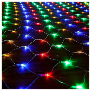 زينة رمضان – شبكة اضاءة LED كوكتيل الوان مكونة من 320 لمبة LED، مقاس 3 متر طول × 3 متر عرض ، مناسبة لديكور الاماكن المغلقة والمفتوحة الوان