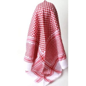 سكارف او شال فلسطيني الاصلي مصنوع في فلسطين، احمر أبيض